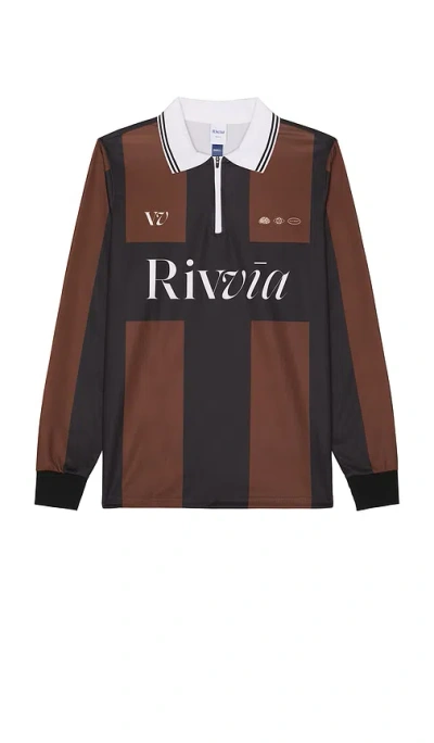 Rivvia Projects Team Vv Long Sleeve Polo In Black,brown