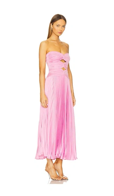 Amur Carolyn Strapless Cut-out Pleated Midi Dress In Pink