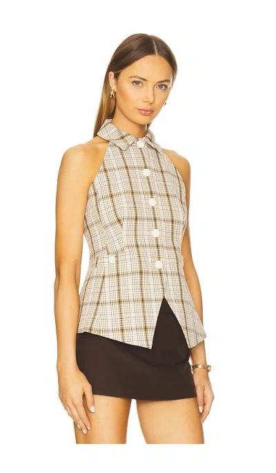 Veronica Beard Orlinda Plaid Seersucker Vest In Neutral,tan