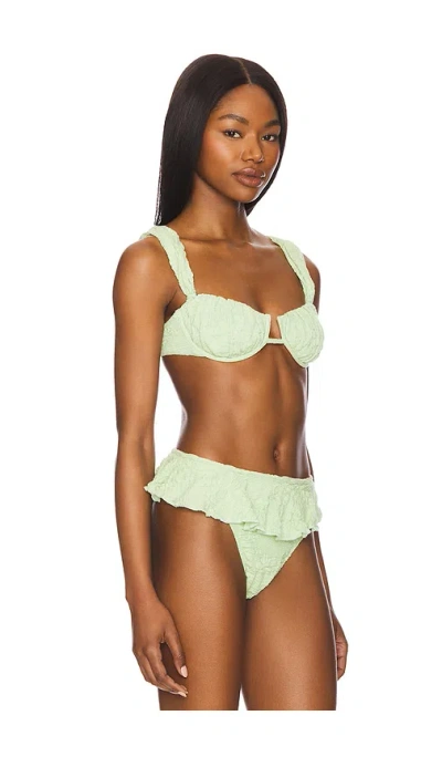 Montce Petal Bella Strap Bikini Top In Avocado Floral Texture
