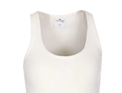 Courrèges Crewneck Meduse Knit Mini Ribbed Scoop Sleeveless In White