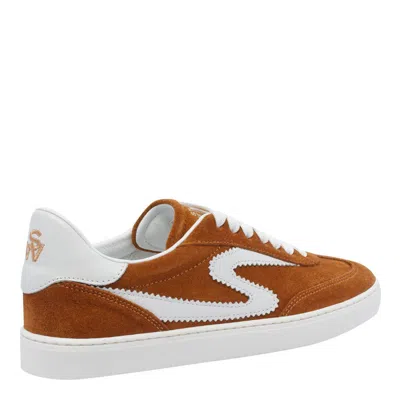 Stuart Weitzman , Sw Runaround Sneaker, Sneakers, Hazel/white, Suede/calf In Hazel/white