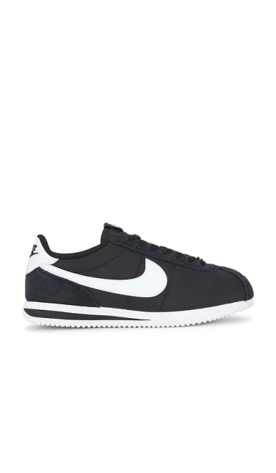 Nike Cortez Leather Sneakers In Black And White In Black & White