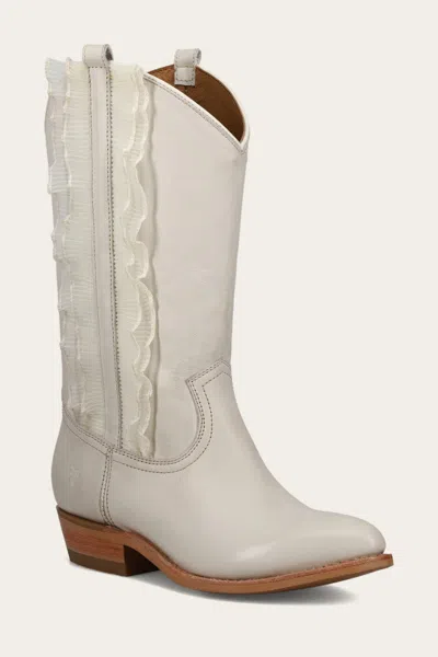 The Frye Company Frye Billy Pull On Ruffle Tall Boots In Ivory