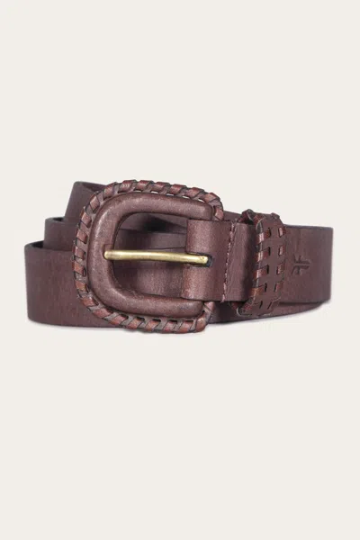 The Frye Company Frye 30mm Belt With Covered Buckle & Leather Lacing In Brown