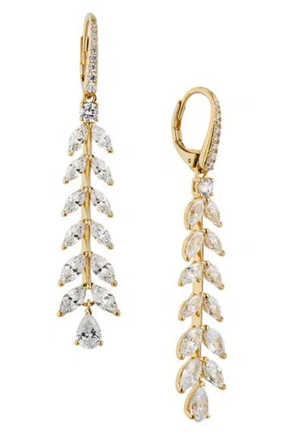 NADRI NADRI WILD FLOWER CRYSTAL VINE LINEAR DROP EARRINGS 