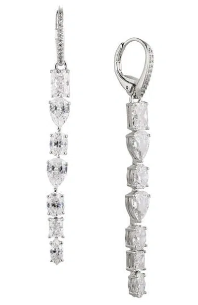 Nadri Rsvp Mixed Cubic Zirconia Linear Drop Earrings In Rhodium Plated In Rhodium
