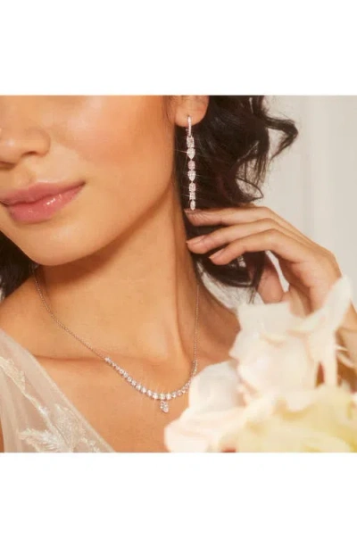 Nadri Rsvp Mixed Cubic Zirconia Linear Drop Earrings In Rhodium Plated In Rhodium
