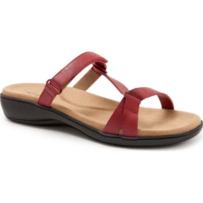 Trotters Womens Strappy Slide Sandals In Red Leather