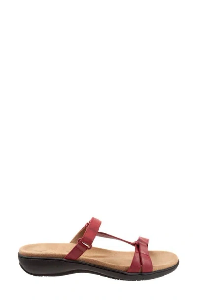Trotters Womens Strappy Slide Sandals In Red Leather
