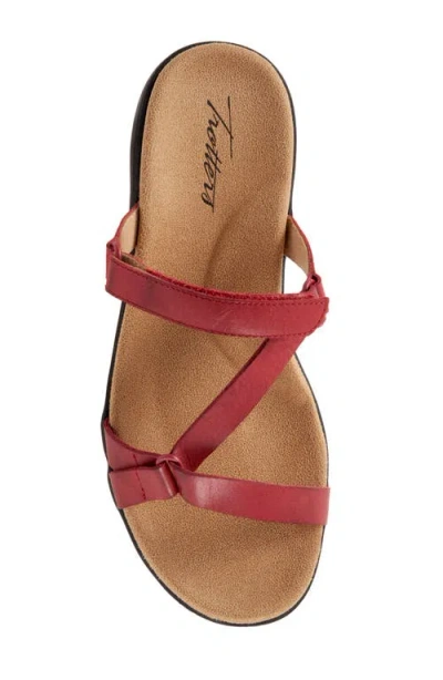 Trotters Womens Strappy Slide Sandals In Red Leather