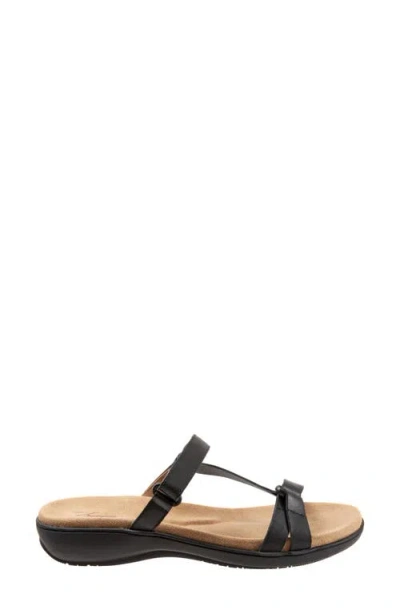 Trotters Womens Strappy Slide Sandals In Black Leather