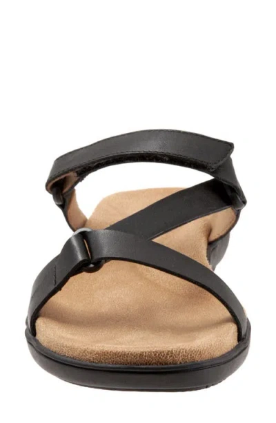 Trotters Womens Strappy Slide Sandals In Black Leather