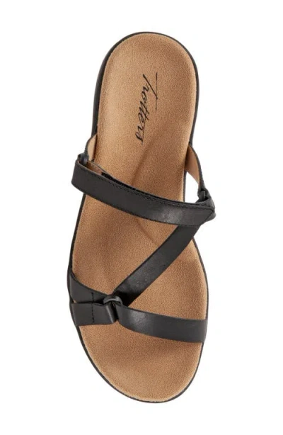 Trotters Womens Strappy Slide Sandals In Black Leather