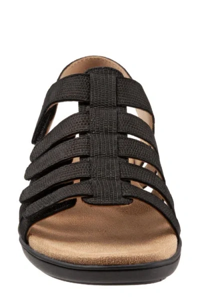 Trotters Tiki Womens Nubuck Slip On Slingback Sandals In Black Nubuck Leather