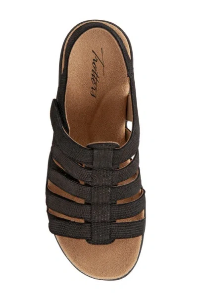 Trotters Tiki Womens Nubuck Slip On Slingback Sandals In Black Nubuck Leather
