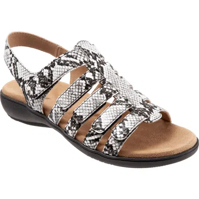Trotters Tiki Slingback Sandal In Black/white Faux Leather