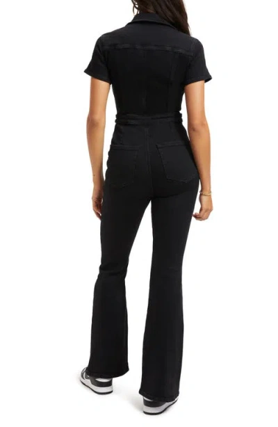 Good American Fit For Success Bootcut Denim Jumpsuit In Black001