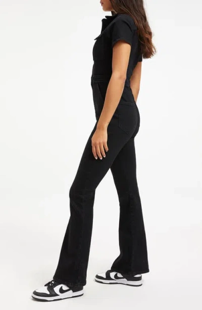 Good American Fit For Success Bootcut Denim Jumpsuit In Black001