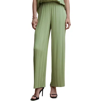 Mango Pleated Wide Leg Pants In Green