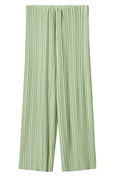 Mango Pleated Wide Leg Pants In Green