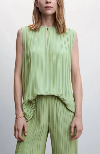 Mango Pleated Wide Leg Pants In Green