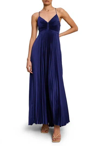 A.l.c Aries Pleated Open-back Maxi Dress In Riviera