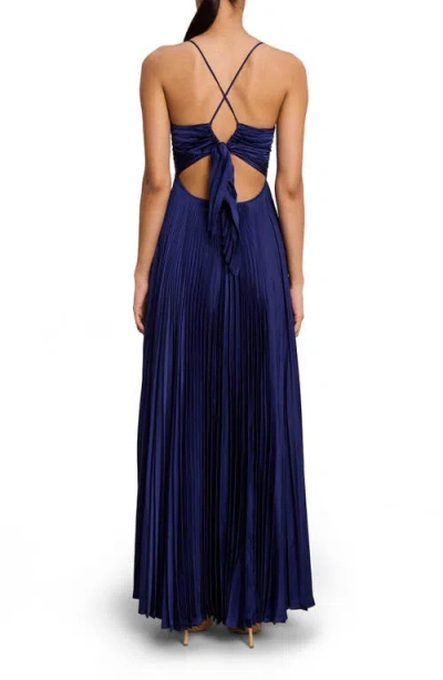 A.l.c Aries Pleated Open-back Maxi Dress In Riviera