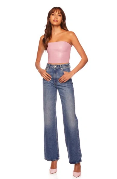 Susana Monaco Faux Leather Crop Tube Top In Lip Gloss
