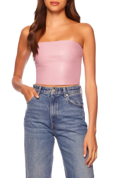 Susana Monaco Faux Leather Crop Tube Top In Lip Gloss