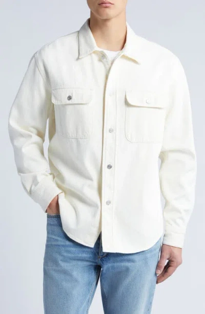 Frame Textured Terry Overshirt In Off White