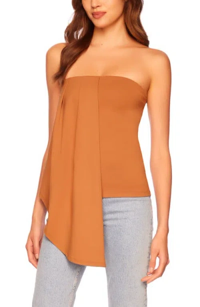 Susana Monaco Front Drape Tube Top In Caramel