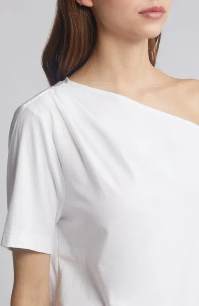 Nation Ltd Randa Draped One-shoulder Cotton Top In White