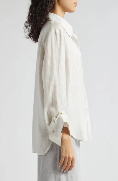 Twp The New Morning After Silk Stripe Button-front Shirt In White Multi