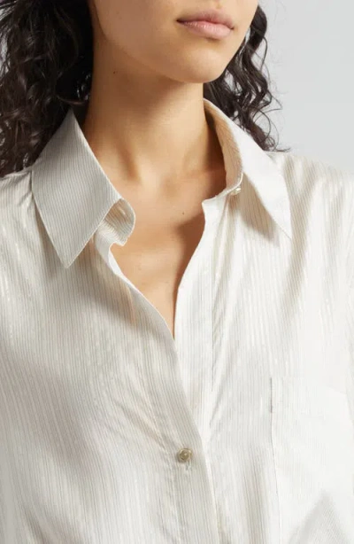 Twp The New Morning After Silk Stripe Button-front Shirt In White Multi