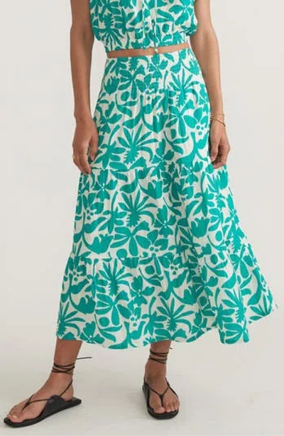 Marine Layer Corinne Floral Double Cloth Maxi Skirt In Slushy Tropicali