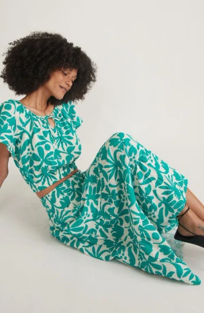 Marine Layer Corinne Floral Double Cloth Maxi Skirt In Slushy Tropicali