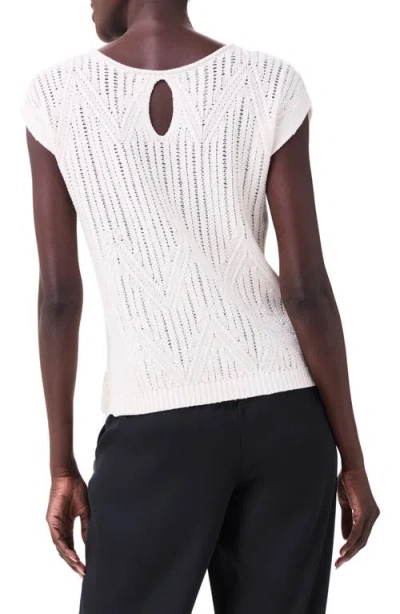 Nic + Zoe Openwork Sweater Top In Classic Cream