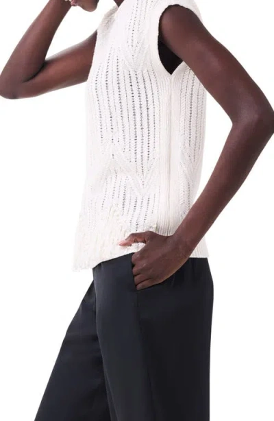 Nic + Zoe Openwork Sweater Top In Classic Cream