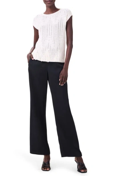 Nic + Zoe Openwork Sweater Top In Classic Cream