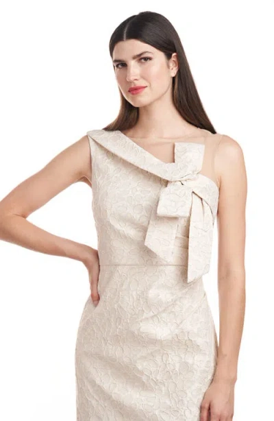Js Collections Odette Asymmetric Illusion Yoke Gown In Pale Gold