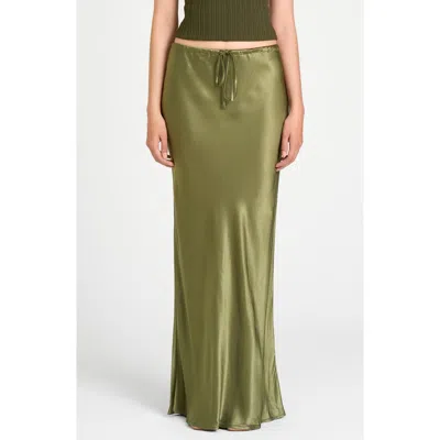 Wayf Finley Satin Skirt In Olive