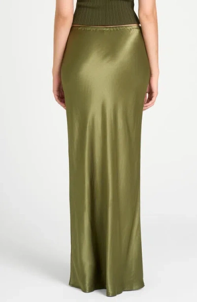 Wayf Finley Satin Skirt In Olive