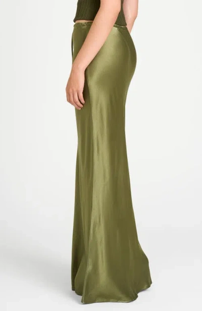 Wayf Finley Satin Skirt In Olive