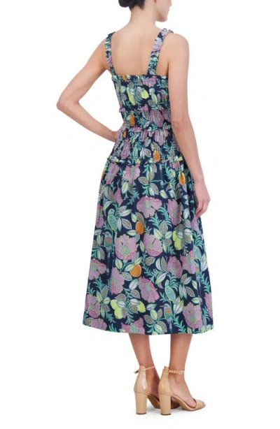 Eliza J Floral Cotton Midi Sundress In Navy Multi