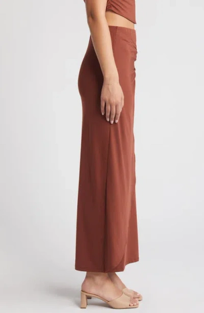 Something New Mila Side Twist Maxi Skirt In Cherry Mahogany