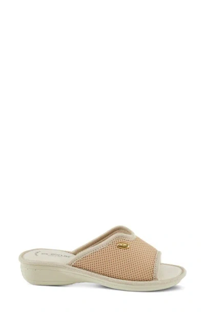 Flexus By Spring Step Hildy Wedge Slide Sandal In Beige
