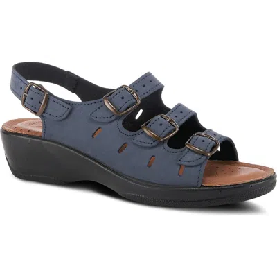 Flexus By Spring Step Willa Slingback Wedge Sandal In Navy