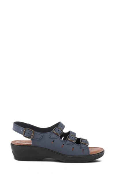 Flexus By Spring Step Willa Slingback Wedge Sandal In Navy