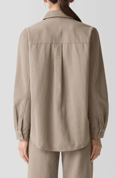 Eileen Fisher Classic Collar Organic Cotton Shirt Jacket In Reed